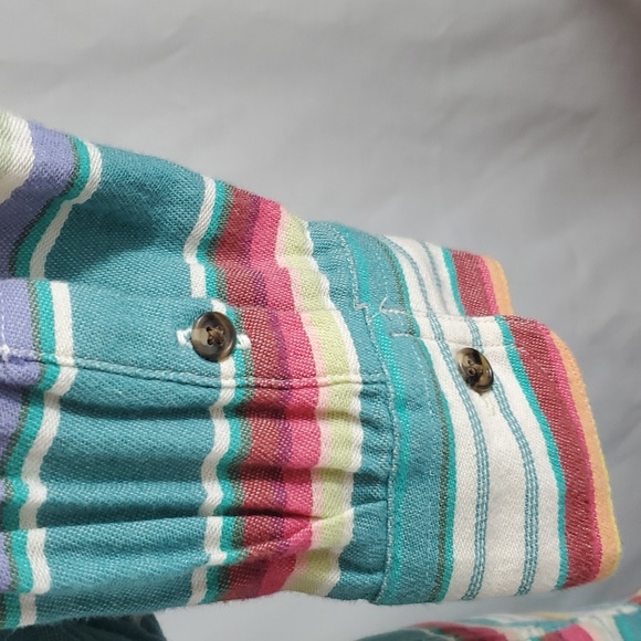 🍎2 Items/$12 Chaps denim Montana scrape multi striped long sleeve shirt large - Picture 5 of 8
